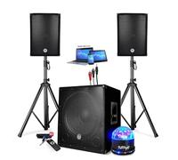 PACK SONO ENCEINTE + CAISSON DE BASSES USB Bluetooth + PIEDS + CABLES HP et PC offerts - PA DJ SONO MIX - soirée disco mobile