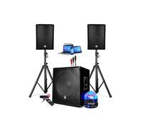 PACK SONO ENCEINTE + CAISSON DE BASSES USB Bluetooth + PIEDS + CABLES HP et PC offerts - PA DJ SONO MIX - soirée disco mobile