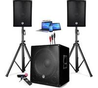 PACK SONO ENCEINTE + CAISSON DE BASSES USB Bluetooth + PIEDS + CABLES HP et PC offerts - PA DJ SONO MIX - soirée disco mobile