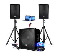 PACK SONO ENCEINTE + CAISSON DE BASSES USB Bluetooth + PIEDS + CABLES HP et PC offerts - PA DJ SONO MIX - soirée disco mobile