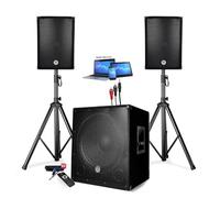Pack Sono Enceinte + Caisson DE Basses USB Bluetooth + Pieds + Cables HP et PC offerts - PA DJ Sono Mix - soirée Disco Mobile