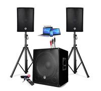 PACK SONO ENCEINTE + CAISSON DE BASSES USB Bluetooth + PIEDS + CABLES HP et PC offerts - PA DJ SONO MIX - soirée disco mobile