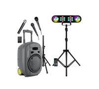 Pack Sono Enceinte Portable Bluetooth Ibiza PORT8VHF-MKII-TWS USB 400W 3 Micros - Supports Enceintes - Pied DJ LEDBAR-ASTRO-RC