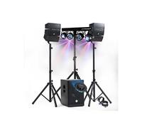 Pack Sono DJ 1000W complet BM SONIC Enceintes +SUB 31cm USB/Bluetooth, Câbles, Portique Eclairage LED, UFO, Bar Salle des fêtes