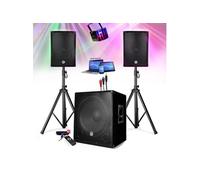 PACK SONO ENCEINTE + SUBWOOFER 1800W USB Bluetooth + PIEDS + CABLES et DERBY LED offerts - PA DJ SONO MIX Soirée disco mobile