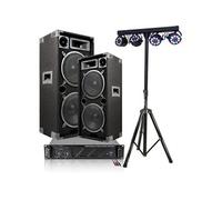 Pack Sono Enceintes Ibiza STAR210 2x1000W - Ampli 2x800W AMP1000-MKII - Portique Projecteurs Par BOOST-LIGHT70 Soirée Fête Dj