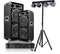 Pack Sono Enceintes Ibiza STAR210 2x1000W - Ampli 2x800W AMP1000-MKII - Portique Projecteurs Par BOOST-LIGHT70 Soirée Fête Dj