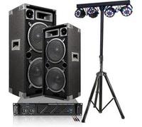 Pack Sono Enceintes Ibiza STAR210 2x1000W - Ampli 2x800W AMP1000-MKII - Portique Projecteurs Par BOOST-LIGHT70 Soirée Fête Dj
