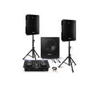 Pack Sono - GEMINI CDM-4000BT Bluetooth USB CD MP3 - Sub Actif SUB15A 800W - 2 Enceintes DISCO12B 600W - Pieds SS01B-MINI