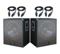 Pack Sono Ibiza - 2 Caissons de basses Actifs SUB15A 2x800W - 4 Câbles Speakon Hauts Parleurs - DJ Fête Mariage Salle des fêtes