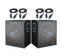 Pack Sono Ibiza - 2 Caissons de basses Actifs SUB15A 2x800W - 4 Câbles Speakon Hauts Parleurs - DJ Fête Mariage Salle des fêtes