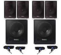Pack Sono Ibiza 4400W Total - 2 Caissons de basses Actifs SUB15A 2 x 800W - 4 Enceintes 2x700W - 4 Câbles Speakon Jack