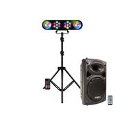 Pack Sono Ibiza - Enceinte USB Bluetooth Active SLK15A-TWS 800W - Pied support Lumière DJ LEDBAR-ASTRO-RC - Soirée DJ Anniversaire
