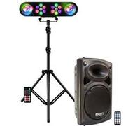 Pack Sono Ibiza - Enceinte USB Bluetooth Active SLK15A-TWS 800W - Pied support Lumière DJ LEDBAR-ASTRO-RC - Soirée DJ Anniversaire Noir