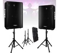 Ibiza Sound Light - Pack Sono 1200W Total - 2 Enceintes 600W - 2 Pieds Supports Enceintes - PA DJ - Soirée - Anniversaire - Salle des fêtes
