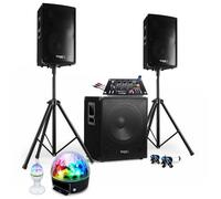 IBIZA Sound Light Pack Sono Ibiza Sound 2000W - Caisson 800W - 2 Enceintes 600W - Table de Mixage DJ21USB - 2 Jeux de Lumière Magic Light - Astro Bat