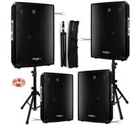 Pack Sono Ibiza Sound 2400W Total - 4 Enceintes 600W - 4 Pieds Supports Enceintes - Câbles - Soirée - Anniversaire - Mariage