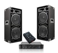 Pack Sono Ibiza Sound 2480W Total - Ampli 2x240W - 2 Enceintes 1000W PMPO - Table de Mixage - Câbles - Animation - Mariage - Baptême