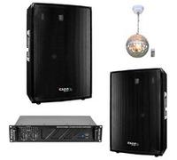 Pack Sono Ibiza Sound 2800W Total 2 Enceintes 2x600w - Ampli Ventilé 2x800w - Jeu de Lumière Astro - Câblage - Club Salle des fêtes