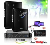 Pack Sono Ibiza Sound 2800W Total 2 Enceintes 2x600w - Ampli Ventilé 2x800w - Tâble de mixage - Câblage - Idéal Bar Club Mariage