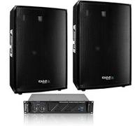 Pack Sono Ibiza Sound 2800W Total 2 Enceintes 3 voies 2x600w - Ampli Ventilé 2x800w - Câblage - Idéal salle des fêtes Club Mariage Noir