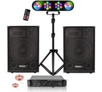 Pack Sono Ibiza Sound 3000W Total - 2 Enceintes Passives 2x700W - AmpliAMP1000-MKII 2x800W - Jeux Lumières Pied Réglable - Soirée