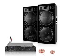 Pack Sono Ibiza Sound 3960W Total - 2 Enceintes 1500W - Ampli ventilé 960W - Câbles - Animation - Mariage - Baptême - Soirée