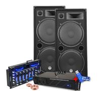 Pack Sono Ibiza Sound 4000W 2 Enceintes Bm Sonic, Ampli, Table Bluetooth/USB, Câbles , Mariage, Salle des fêtes DJ+clé USB 32Go