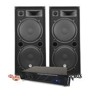 Pack Sono Ibiza Sound 7000W Total 2 Enceintes Bm Sonic, Ampli ventilé, Table Bluetooth/USB, Câbles , Mariage, Salle des fêtes DJ