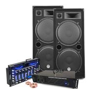 Pack Sono Ibiza Sound 7000W Total 2 Enceintes Bm Sonic, Ampli ventilé, Table Bluetooth/USB, Câbles, Mariage, Salle des fêtes DJ