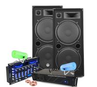 Pack Sono Ibiza Sound 7000W Total 2 Enceintes Bm Sonic, Ampli ventilé, Table Bluetooth/USB, Câbles , Mariage, Salle des fêtes DJ