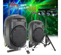 Pack Sono Ibiza sound PORT15VHF-MKII-TWS, Portable Autonome 15" , 1600W USB//Bluetooth/ Couplage SANS FIL - Portique Lumières G