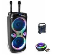 Pack Sono Karaoke 1000W Enceinte USB Bluetooth Ibiza COLUMBA-KARAOKE - 2 micros sans fil - 1 Enceinte sans fil LED NEBULA - DJ