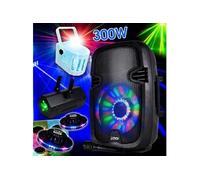 pack sono karaoké party8 300w + jeux de lumière 2 effets ovni + 1 derby kolor + 1 gobo lcm003led