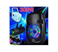pack sono karaoké party8 300w + jeux de lumière effet ovni + 1 derby rgb + 1 gobo flower