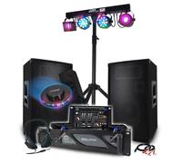 Pack sono MEGA BASS DJ 3200W Ampli 2000W Enceintes 1200W Table de mixage Portique 48 effets lumière Fête Soirée
