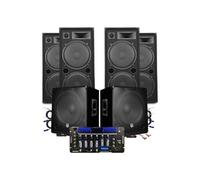 Pack SONO MEGA BASSES Caissons bi-amplifié 18" 46cm 2x1200W 4 Enceintes 4x2000W, Table de Mixage IBIZA SONO DJ PRO CLUB MIX BAR