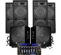 Pack SONO MEGA BASSES Caissons bi-amplifié 18" 46cm 2x1200W 4 Enceintes 4x2000W, Table de Mixage IBIZA SONO DJ PRO CLUB MIX BAR