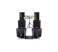 Pack Sono Music Teufeurs DJ Complet 5000W Bi-Amplification Bluetooth Subwoofers 18-15 Pouces Satellites, Ensemble à LED