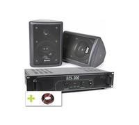Skytec Pack Sono - Paire d'Enceintes 2 Voies 75W - Noir, Amplificateur Professionnel 2X 150W, et Câble Inclus, Idéal pour Diffusion d'Annonces ou Musique d'Ambiance