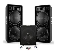 Pack Sono Pro Max Power - 2 Enceintes STAR212 3 VOIES 3000W + Caisson Actif IBIZA SUB15A 800W Soirée DJ Mariage Animation Club Bar