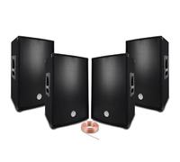 Pack Sono Sound 2400W Total - 4 Enceintes passives BM Bmsonic BMS 600W Noir - Câbles HP - Soirée - Anniversaire - Mariage - DJ