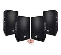 BM SONIC Pack sono Sound 2400W – 4 enceintes passives (4x600W) Noir + câbles HP
