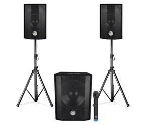Pack Sono triphonique BM Bmsonic 1208, Caisson bi-amplifié 1000W - USB Bluetooth, 30cm, 2 SAT 8" 2x200W, câbles, pieds, Micro VHF
