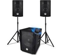 PACK SONO triphonique BMS 1208, Caisson bi-amplifié 1000W - USB Bluetooth, 30cm, 2 Satellites 8"", câbles, pieds, Jeu de lumière