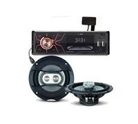 Pack sono voiture Autoradio RMD060DAB-BT 4X75W + 2 haut parleurs 16,5m 120W
