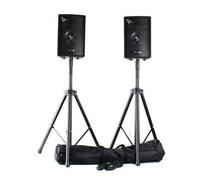 VONYX Pack Sono - 2X Enceintes Passives, Puissance de 400W, Woofer 8 Pouces, avec Pieds d'Enceintes et Sacoche de Transport, Idéal pour DJ Mobiles
