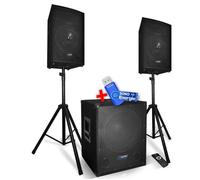Pack sonorisation 2200W - Enceintes + Caisson + Pieds - USB/BLUETOOTH - BM SONIC BMS1512+ Clé USB 32G