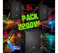 Pack sonorisation 2200W - Enceintes + Caisson + Pieds - USB/BLUETOOTH - BM SONIC BMS1512+ Clé USB 32G