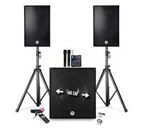 Pack sonorisation 2400W -2 Enceintes + Caisson +Pieds - USB/Bluetooth - Table de mixage MXW5-2 micros SS Fils